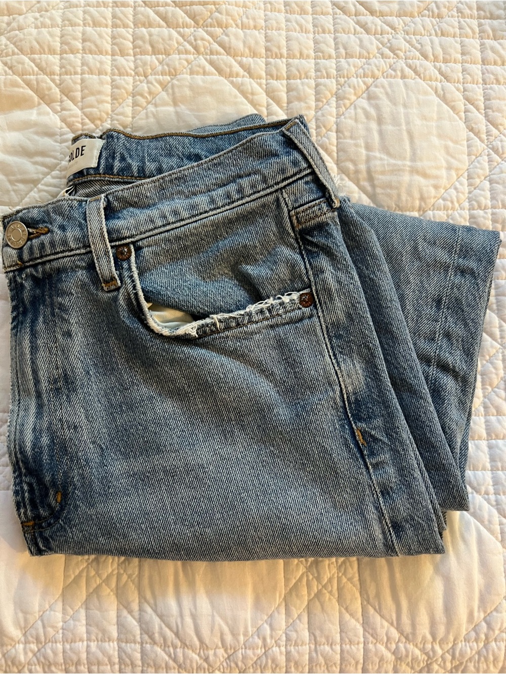 Agolde Harper Light Wash Wide Leg Denim Jeans - 27